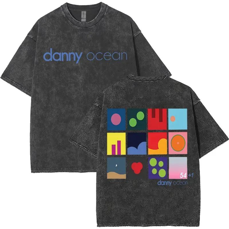 Danny Ocean Rapper Harajuku Style Letter Print Vintage Washed TShirt Unisex Hip Hop YK Loose Casual Crewneck Tee for Teens