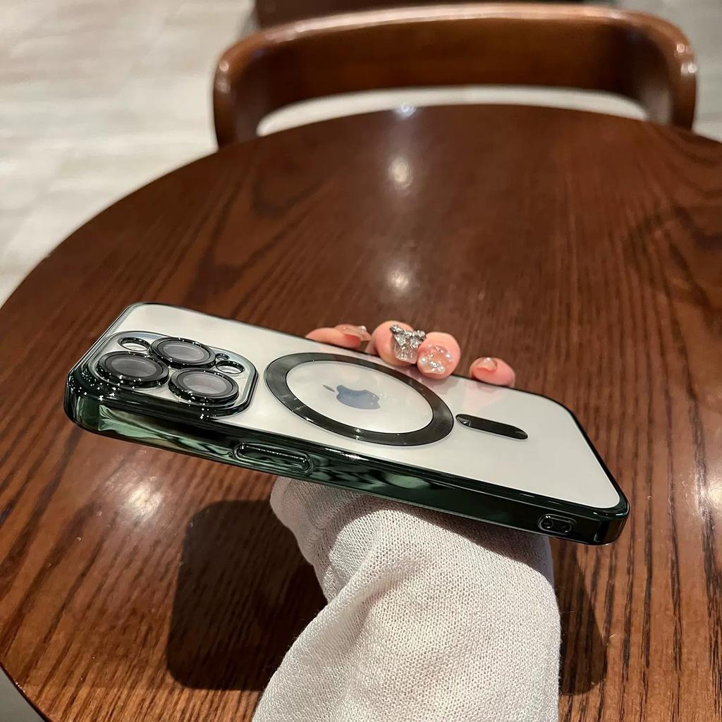 Applicable To IPhone 15 Electroplated CD Pattern Fine Hole Mobile Phone Case Apple 14 with Lens Film Magsaf Magnetic Protective Case