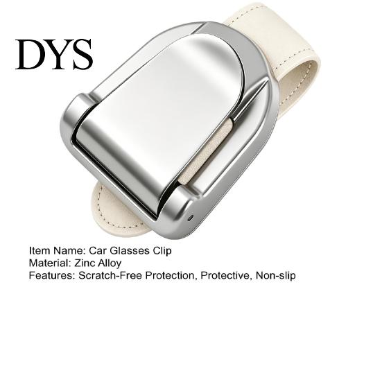 Leather Strap Glasses Holder Car Sunglasses Clip for Visor Multi-Function Cards Ticket Stylish Scratch-Resistant Lining Zinc Alloy Elastic Clamp