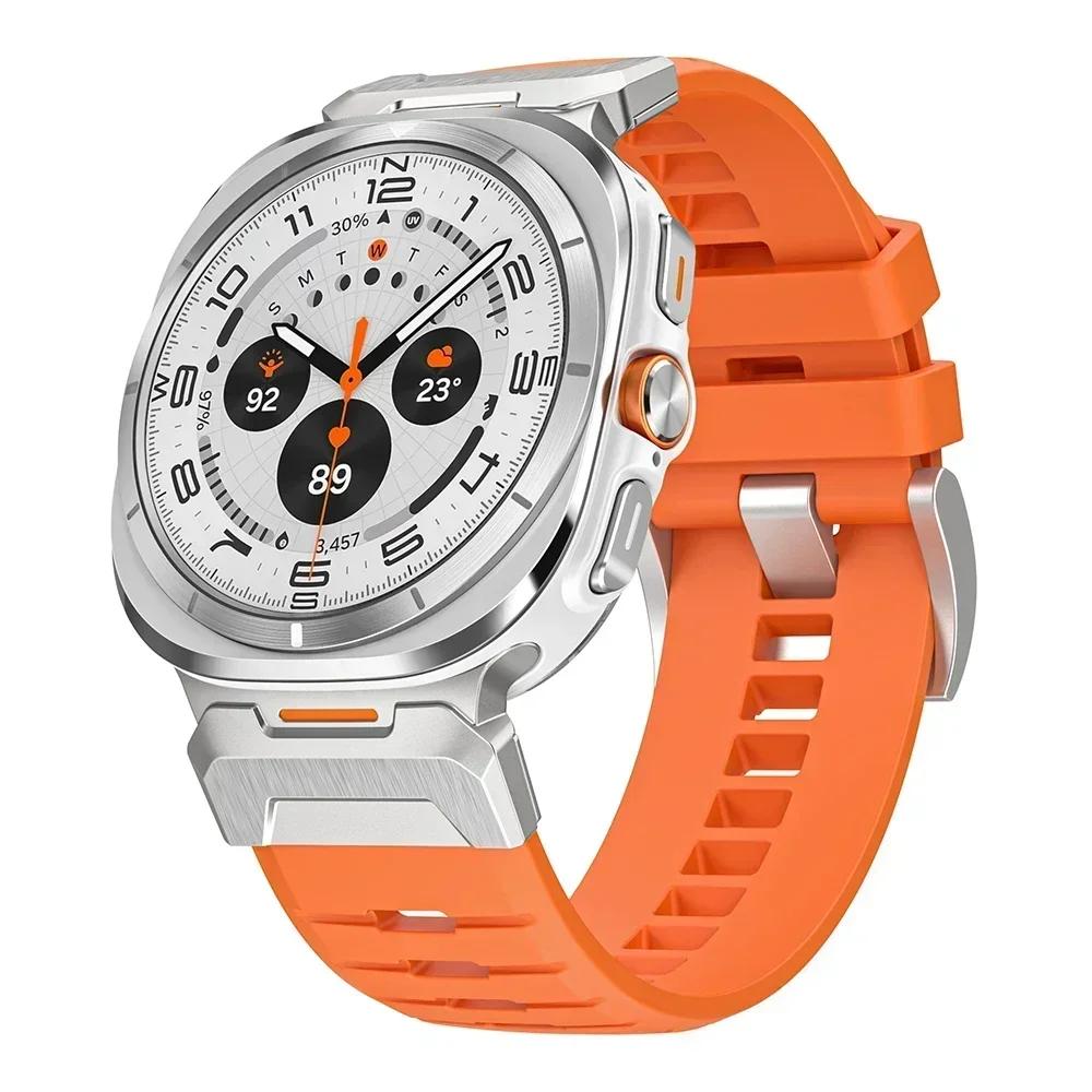 Stainless Steel Rubber Band for Samsung Galaxy Watch Ultra 47mm 2025 Soft Silicone Bracelet Men Strap for SAMSUNG ULTRA 7 Correa