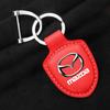 AAEY1 Leather Car Keychain Shield Type Key Ring Keychain for Mazda M3 M6 MP Skyactiv Axela Atenza Biante BT-50 CX-30 Car Accessories