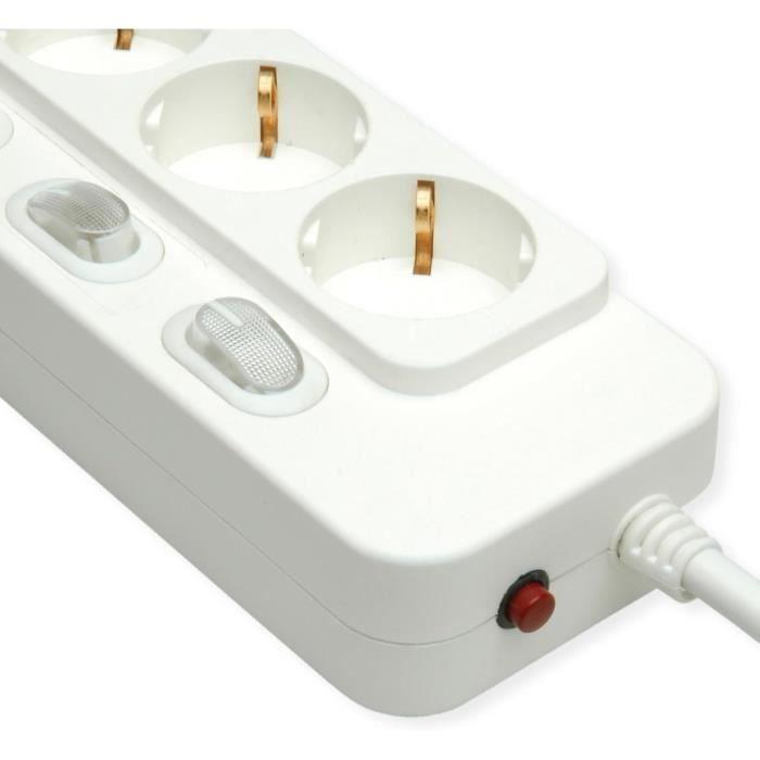 Bloc multiprises - ROLINE - ROLINE - 4 prises - Interrupteurs individuels éclairés - Câble 6 m