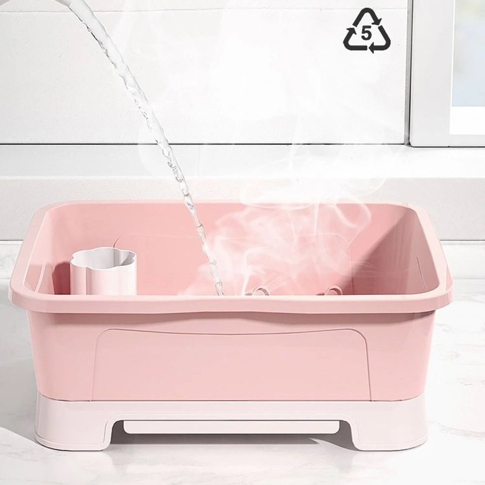 Escurreplatos de plástico con tapa, bandeja para cubiertos de cocina, escurridor de utensilios, suministros de cocina