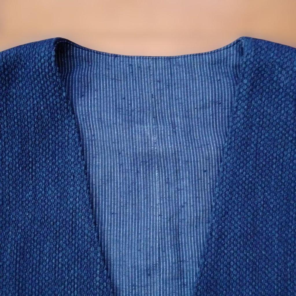 Used Handmade Indigo Dyed Judo Uniform Remake Vest Gilet Unisex Indigo