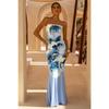 Women's Strapless Sleeveless Mermaid Maxi Dress Slim Elastic Waist Tropical Floral Milk Silk Micro Elastic Backless Party Evening Long Dress