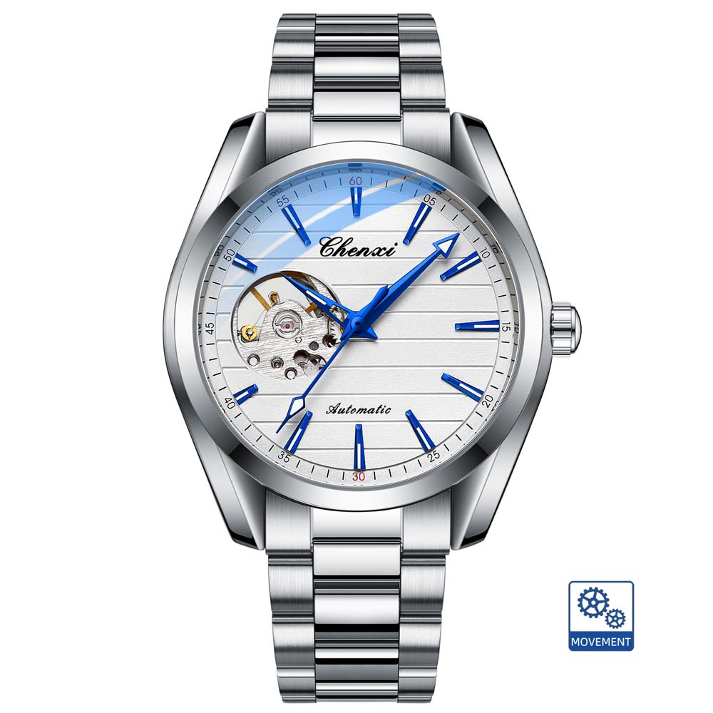 CHENXI Men's Fully Automatic Skeleton Mechanical Watch Water-Resistant Stainless Steel Stylish Mechanical Watch Watches for Man