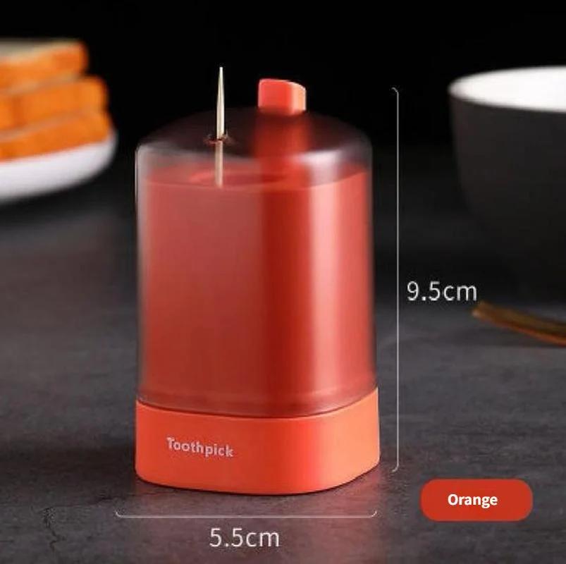 1 Pcs Household Toothpick Box Automatic Press Type Toothpick Cylinder Hotel Toothpick Storage Box Plastic Toothpick Can