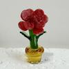 Mini Glass Rose Flower with Pot Colorful Rose Flower Ornaments Collectible Hand Blown Faux Crystal Flower Figurine for Mother's Day Birthday Table