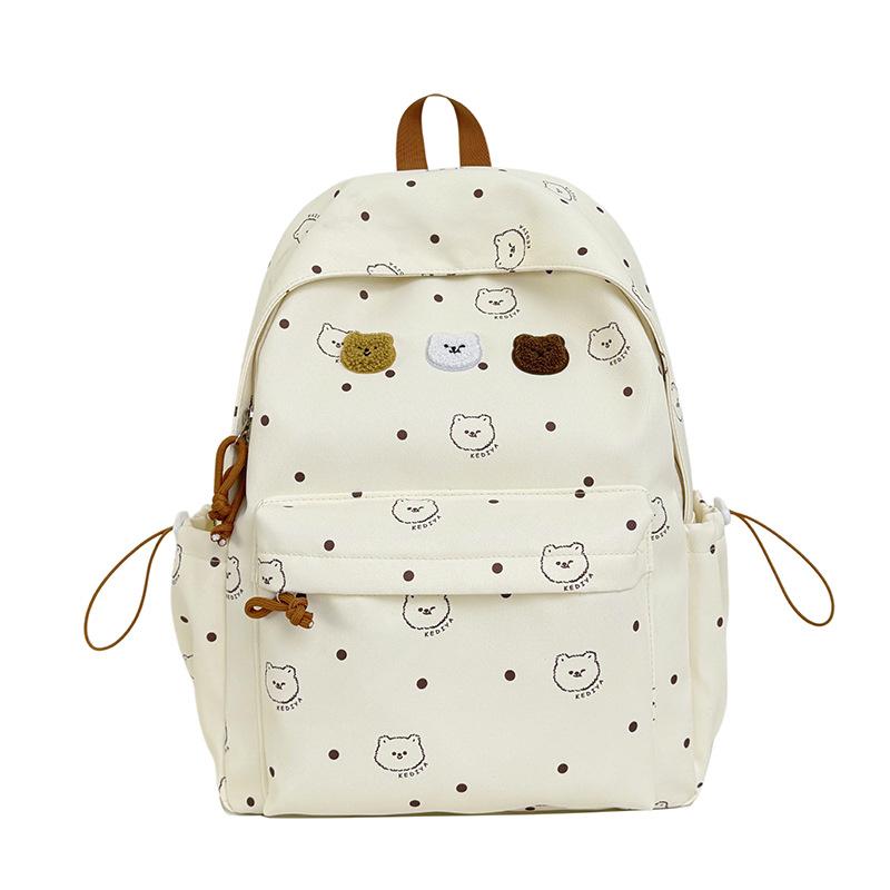 Schoolbag Student School Bag Bear Printing Fashion Versatile Casual Backpack College Style Campus Class Large Capacity Backpack