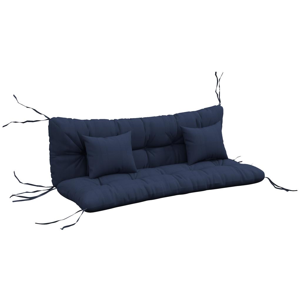 Set di 4 Cuscini per Seduta, 150x50 cm Cuscini per Sedia Idrorepellenti con Laccetti, Spessore 10 cm Blu Navy