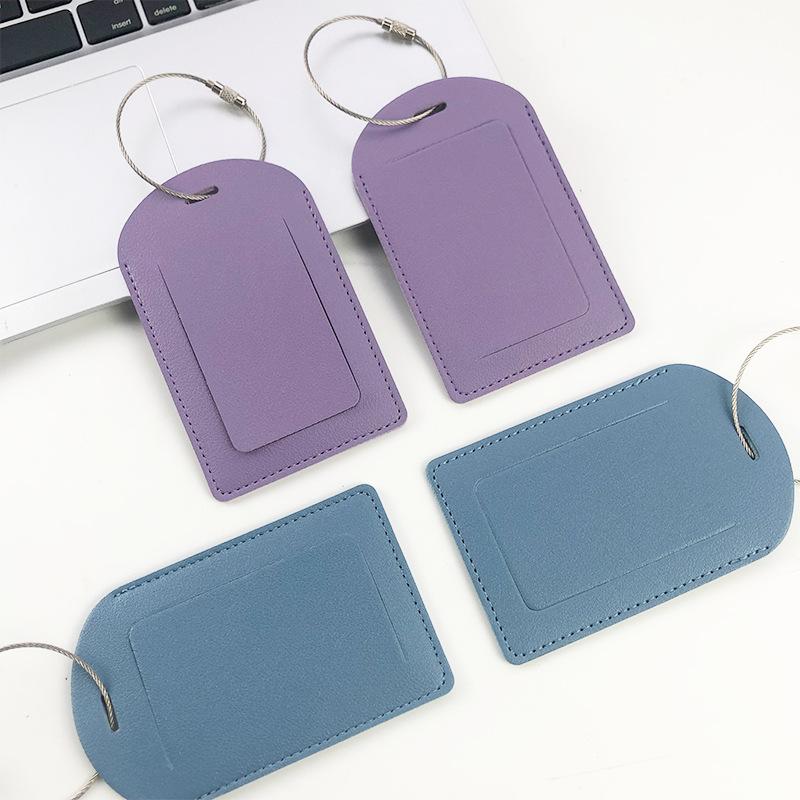 LOGO can be ordered Thickened pu leather with printed paper card label Stainless steel lanyard Couple aircraft luggage tag