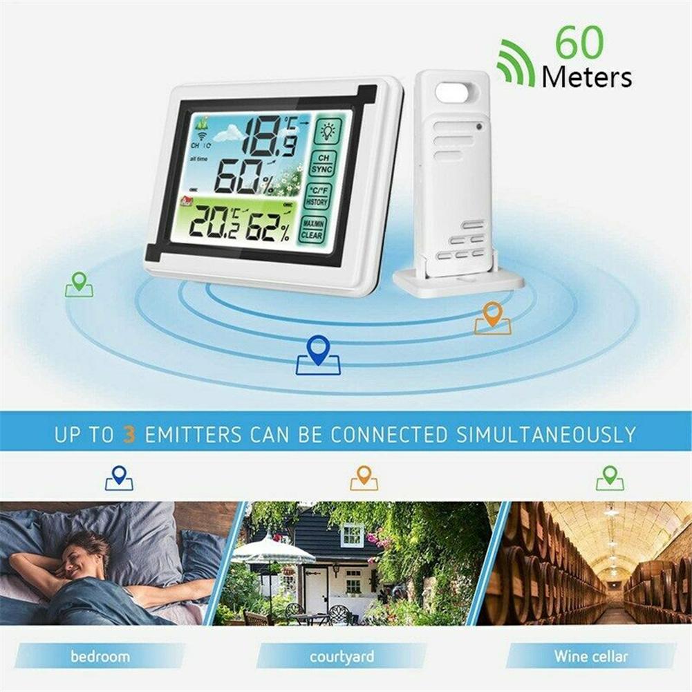 Indoor/outdoor Wireless Thermometer Large Colorful Screen Temperature Humidity Monitor Weather Station Clock