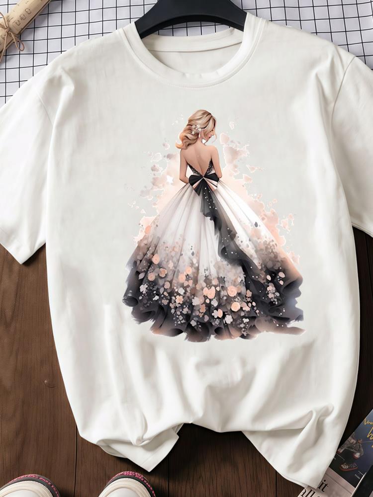 (Asian Size) trend watercolor cute Print O-neck Short Sleeve T-shirts Fashion Female Casual Women's Top T Clothing  Graphic Tee