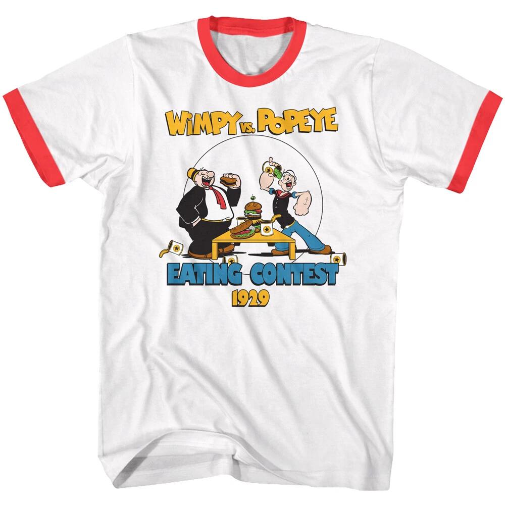 Popeye The Sailor Man Wimpy Vs Popeye 1929 Eating Contest Men s Ringer T Shirt XL