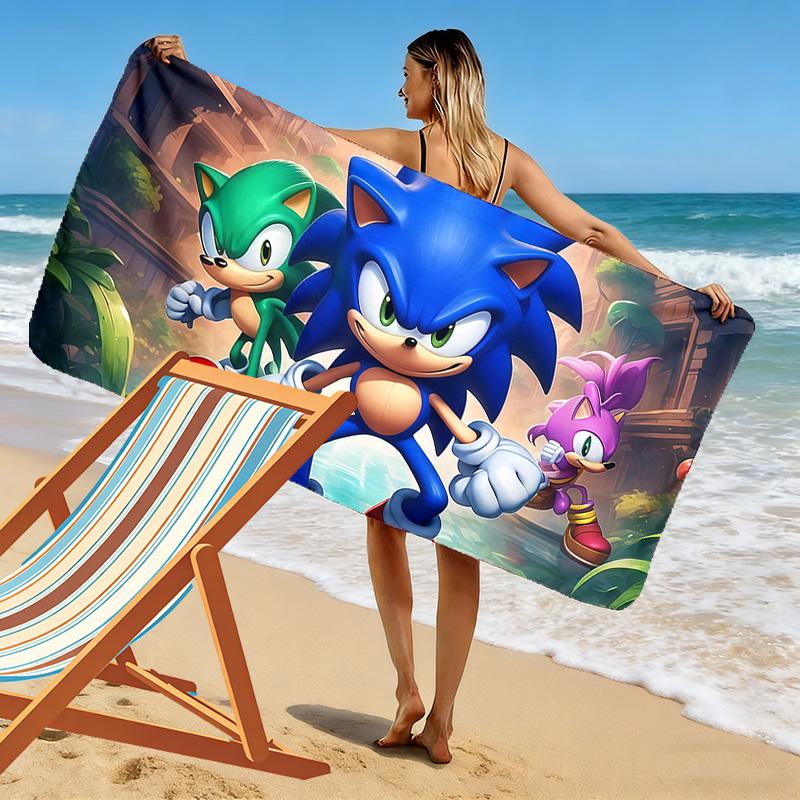 Sonic the Hedgehog4 Print Beach Towel, Large Soft Quick Dry Towel for Beach Camping Swimming
