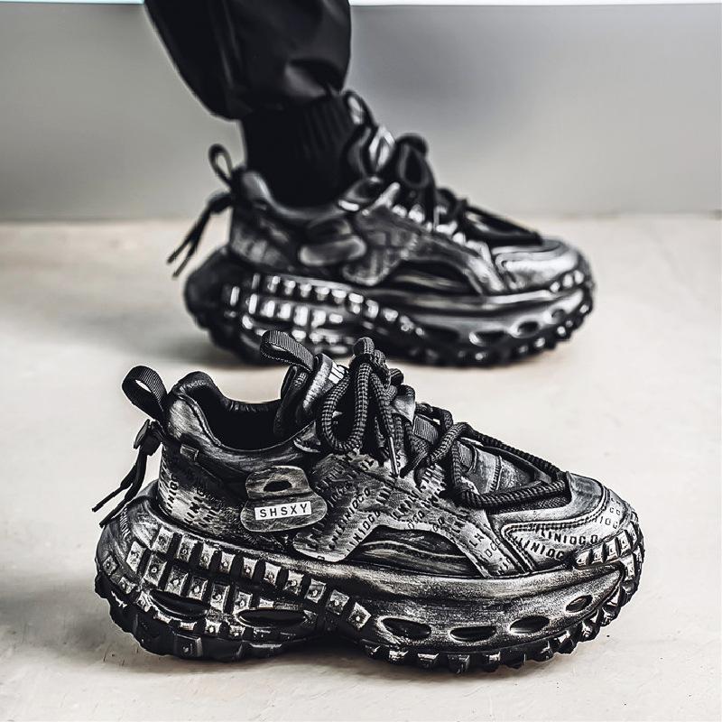 Internet Famous Popular Men's Shoes Trendy Brands Niche Retro Worn Out Sports Leisure Thick Soled Height Increasing Dad