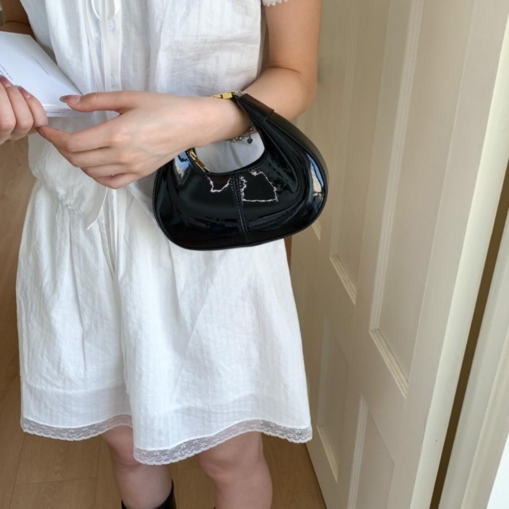 Y2k Half-moon Crescent Bag Simple Women's Coin Purses Trendy Pu Leather Handbag  Minimalist