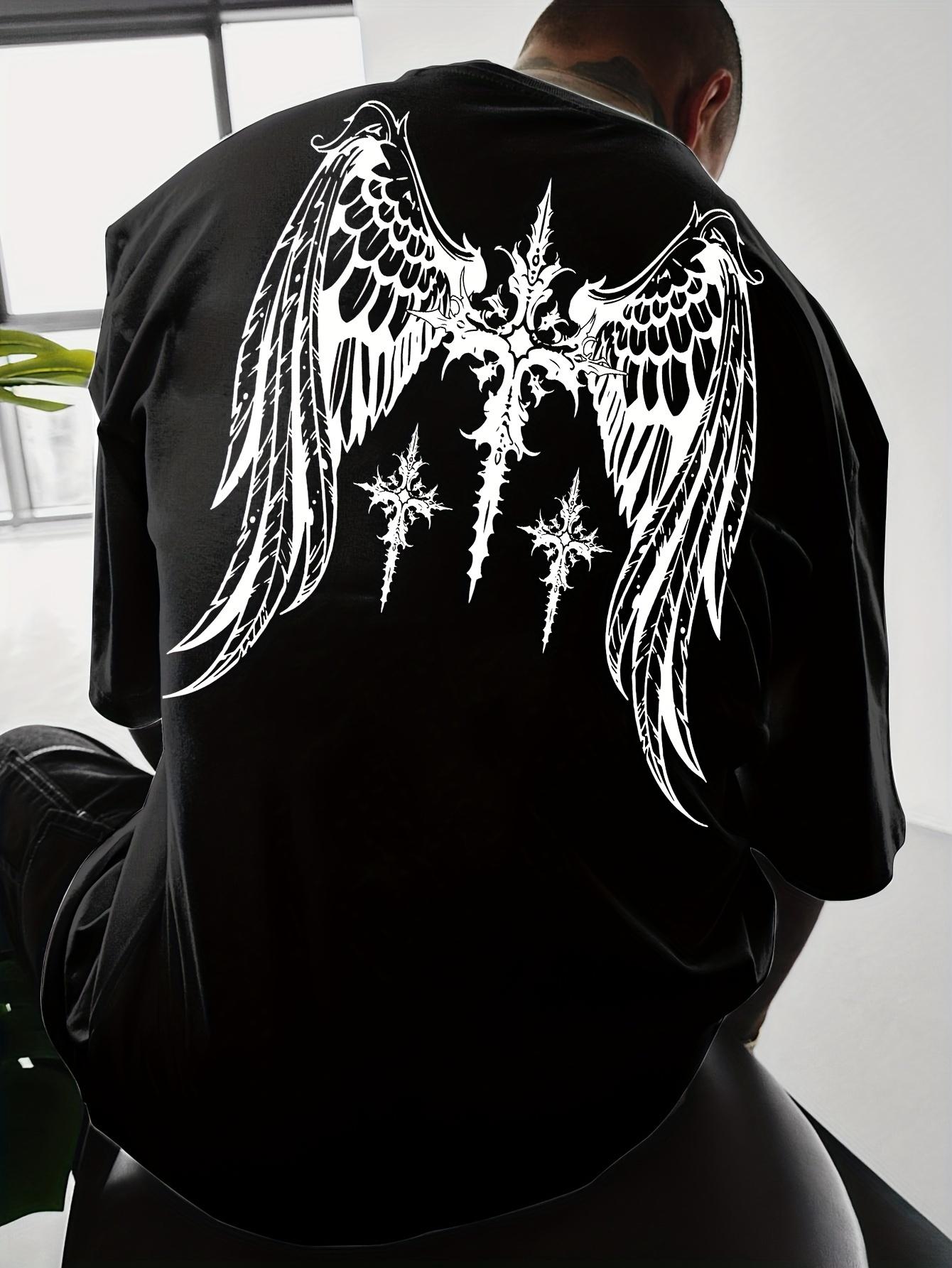 

Summer 100 Cotton Mens Tshirt Loose and Breathable Short Sleeve Suitable for Fashion with Doublewing Print S
