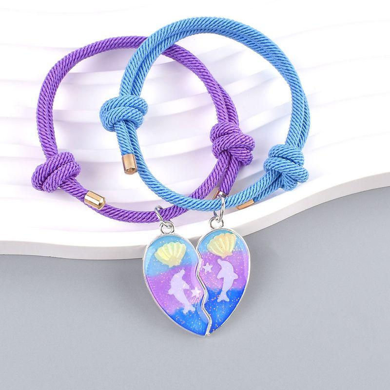 

Мультяшный браслет для детей на двоих Любовь и кошки , дельфин, одна половина, ремешок для подруг, подарок на день рождения, магнитная подвеска Shell Dolphin