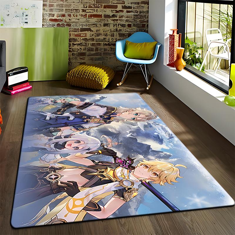 Anime Genshin Carpets Living Room Decoration Bedroom Parlor Tea Table Area Rug Mat Soft Flannel Large Rugs and Baby Gift Carpet