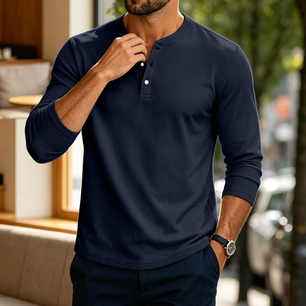 Camicia da Uomo a Maniche Lunghe Colore Top Casual