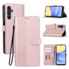 Leather Case For Samsung Galaxy A17/A26 5G/A16 5G/A16 4G 3D Rhombus Grid Imprinted Wallet Phone Cover with Lanyard