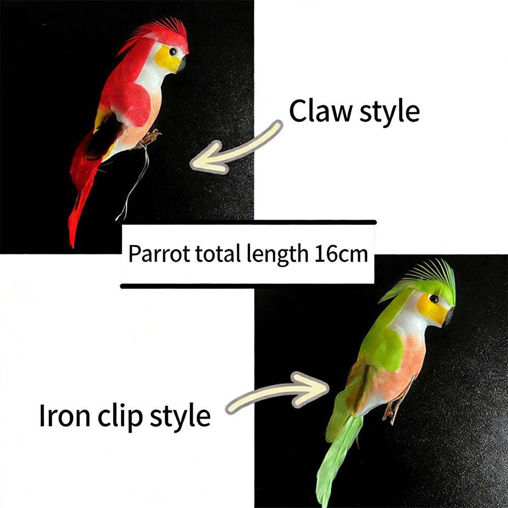 6PCS Mixed Color Parrot Artificial Birds Foam DIY Accessories Simulation Bird Model with Clips Handicraft Artificial Bird Model