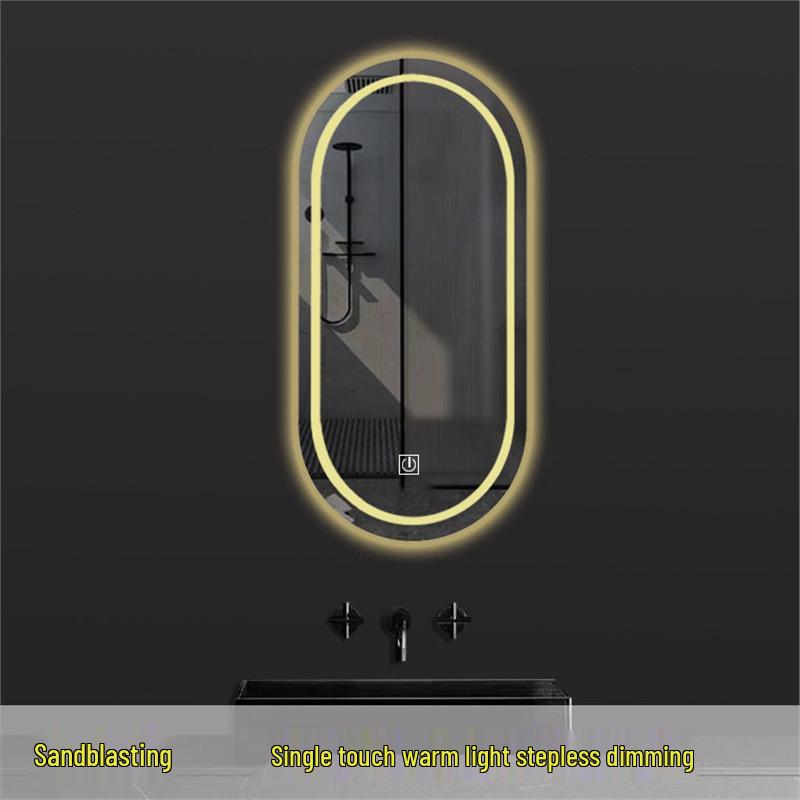 Oval LED Smart Vanity Mirror, Anti-Fog, Wall-Mounted for Bathroom Use.
