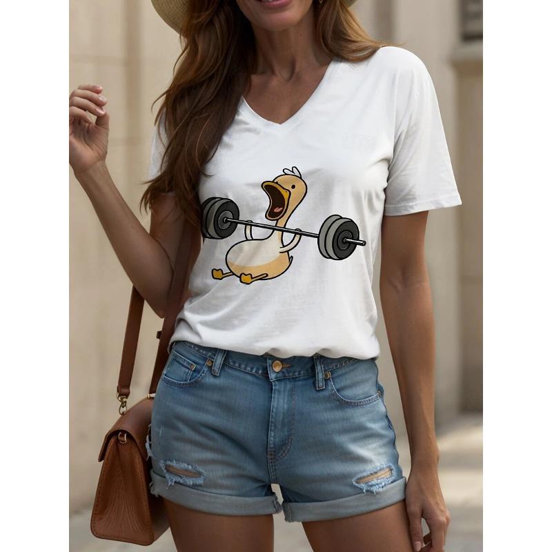 Summer Women's T-Shirt Sports Duck Print Casual Short-Sleeved 3d T-Shirt Fashion Street Oversized Women's Clothing