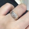 Huitan Wedding Rings for Women Luxury Zinc Alloy Color/Gold Color Geometric Rings with Rectangular CZ Fashion Lady Zircon for Party