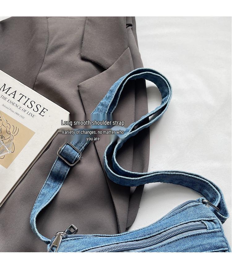 Retro Minimalistische Mehrfachtaschen Bestickte Denim Umhängetasche (2025)