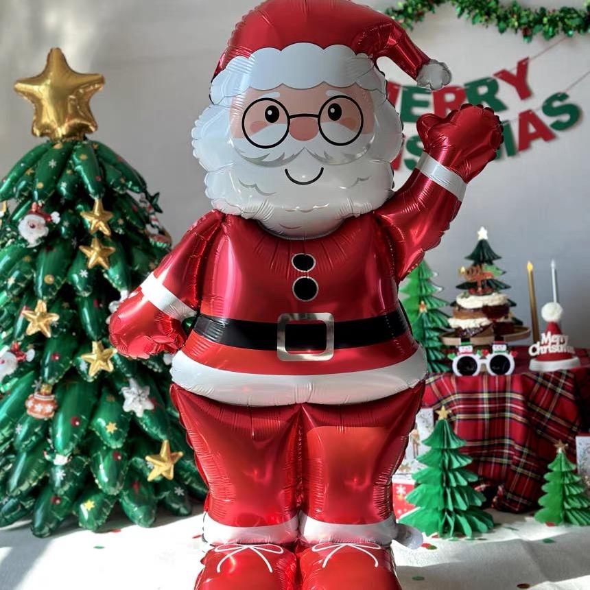 90cm Standing Santa Claus Foil Balloon Large Foil Balloon for Christmas Holiday Party Decorat 2026 New Year Birthday Easter Gift