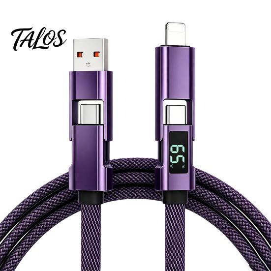 Talos Multi-Level High-Power Data Cable, Fast Charging Up To 100W, USB Type-C 8-Pin Charger Cable with Real-Time Digital Display, Durable Braided for