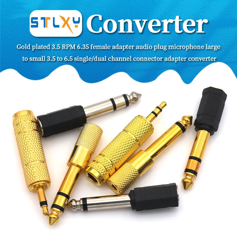 Stlxy 2Pcs Adapter Converter Speaker 6.5mm Male To 3.5mm Audio Stereo/mono Jack Female To 2 RCA Male Audio Jack Connectors