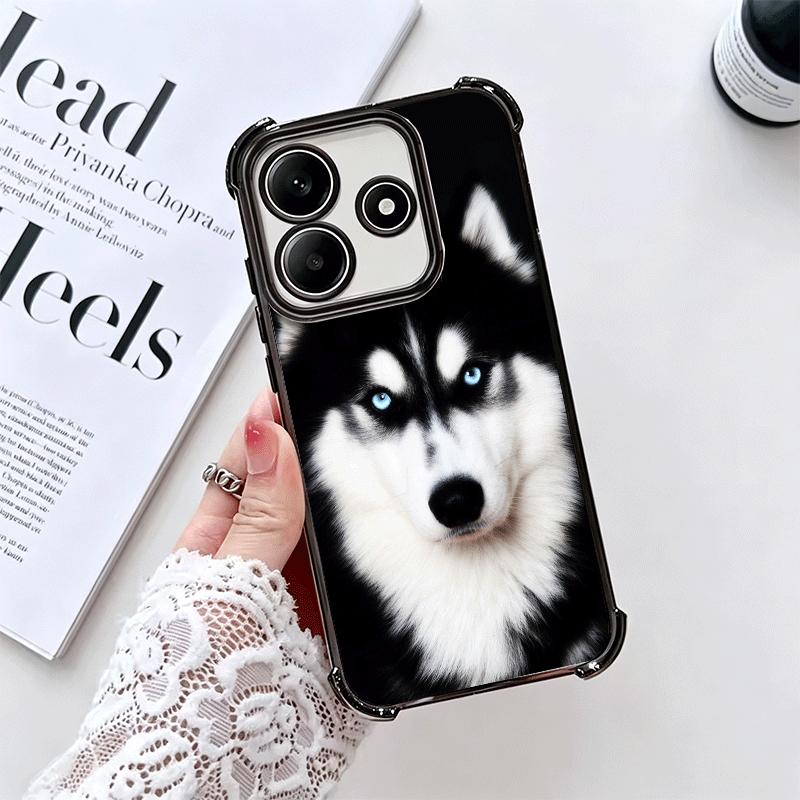 Alaskan Husky Cute Dogs Plating Phone Case For Xiaomi Redmi Note 14 15 Pro Plus 13 12 11 11S 11T 10 9S 9 5G Anti-Fall Airabag Co