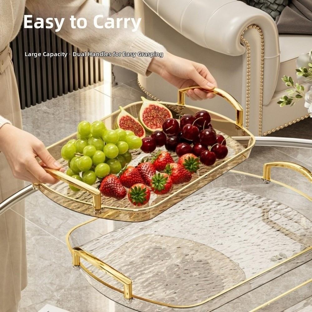 Transparent Clear Luxury Tray Rectangular Dining Tea Serving Platter Party Gathering