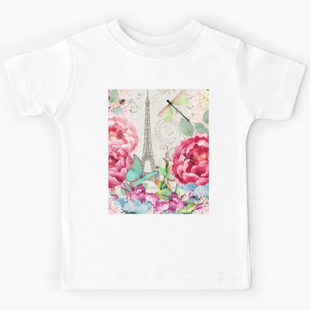 Le Printemps a Paris, Springtime in Paris lush floral art Kids T-Shirt 130