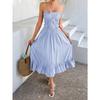 Damen Sommer A-Linien Rock Lässig Urlaub Spleißen Hohe Taille Trägerkleid