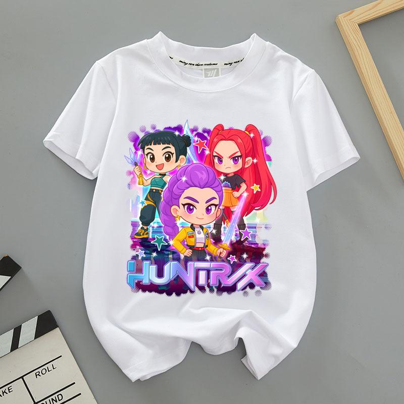 Kpop Lovci démonů Dětské oblečení Tričko s krátkým rukávem Kpop Lovci démonů Tygří Harajuku Tričko pro chlapce dívky Dárek