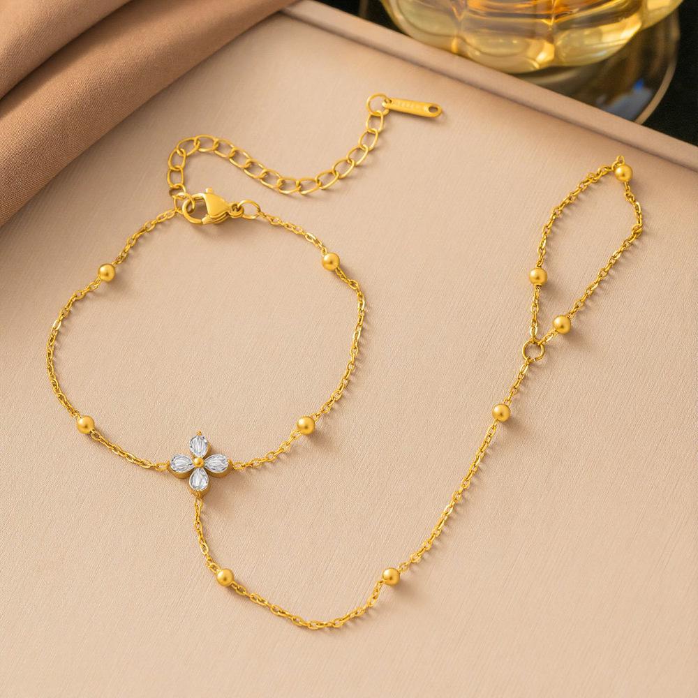 Gold-Plated Double Layer Thin Chain Stainless Steel Hand Chain Jewelry
