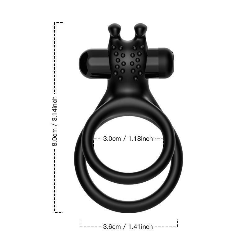 USK-C09 Vibrating Rabbit Head Silicone Double Ring for Couples