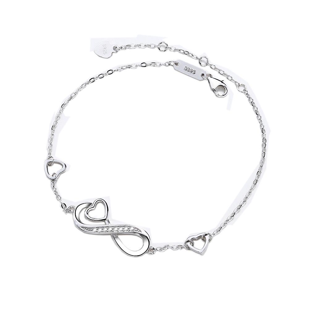 925 Sterling Silver Infinity Heart Bracelet - Fashionable Gift for Girlfriend
