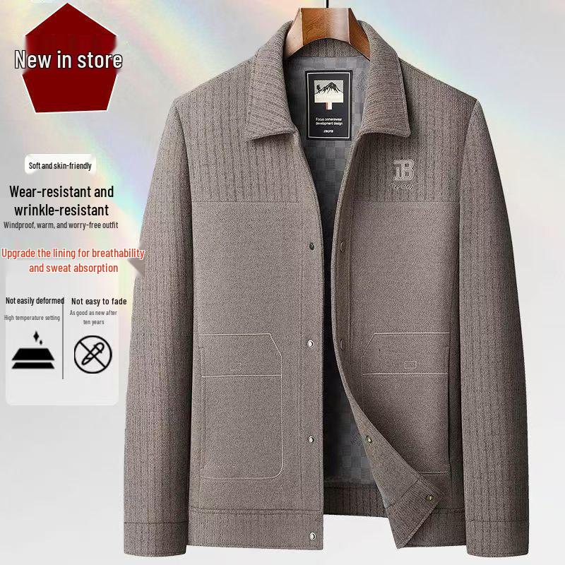 

2025 New Arrival Corduroy Lapel Jacket for Middle-Aged Men - Spring & Autumn 190/3XL (155-170 jin)