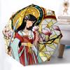1pc Mulan Stained Glass Automatic Folding Umbrella - Portable Collapsible Design, 8-Rib Iron Frame Yy251209103