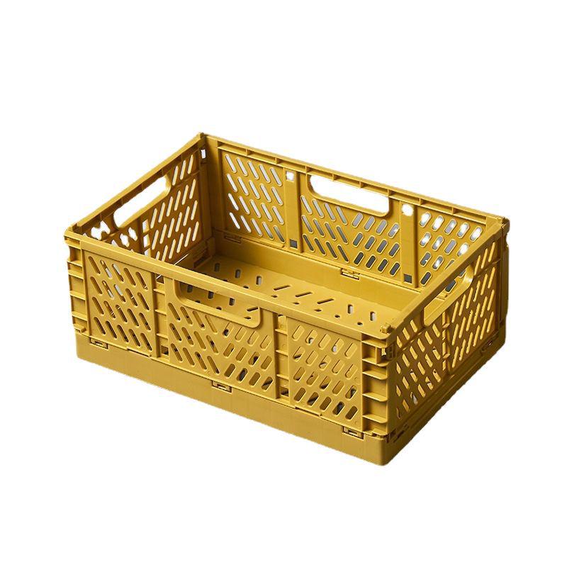 Folding Plastic Storage Basket: Creative, Stackable Organizer for Desk, Snacks, or Stationery.