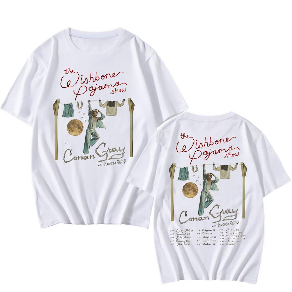 

Conan Gray Футболка для тура The Wishbone Pajama Show 2025 с принтом нового альбома, хлопковая, летняя, мужская, женская, уличная одежда M белый