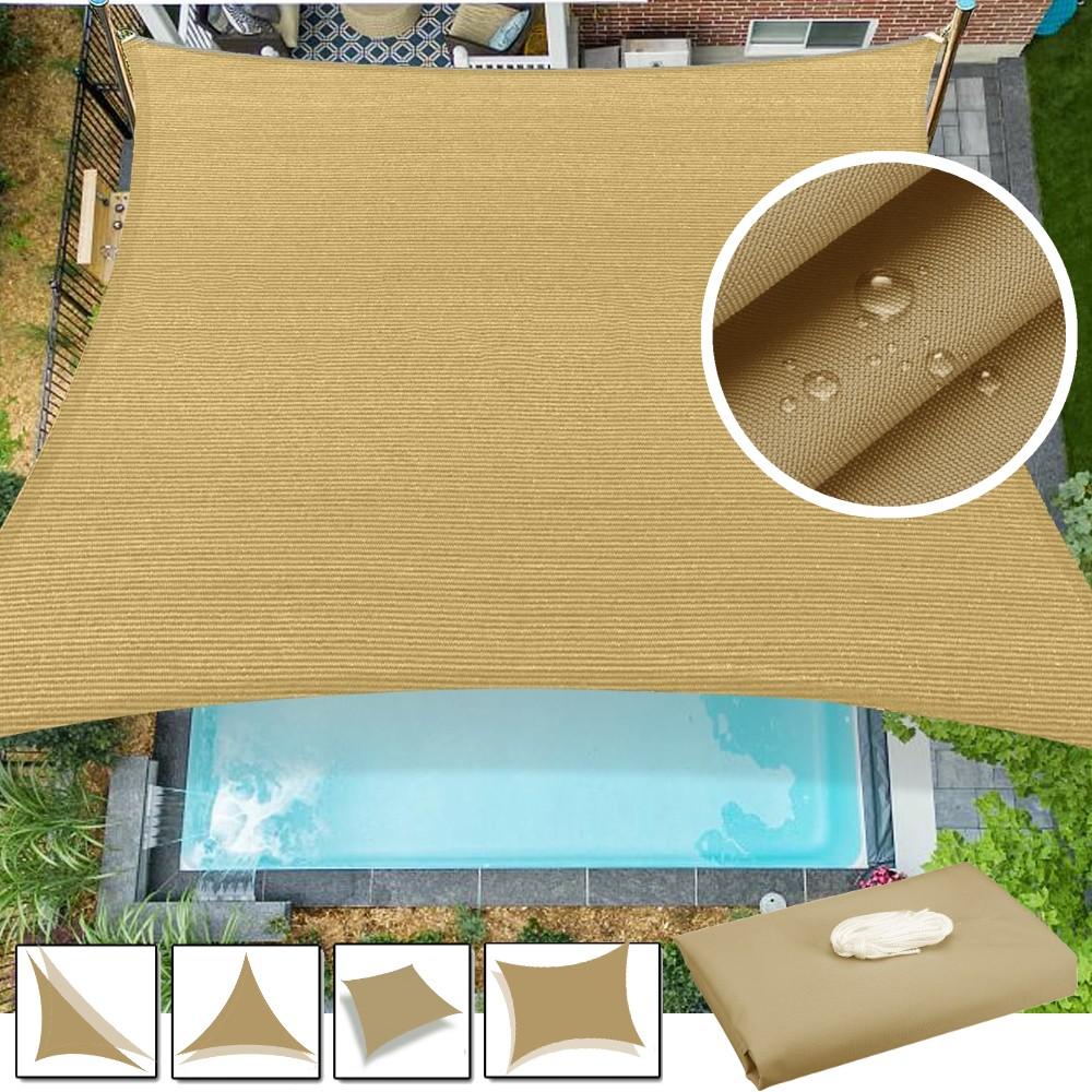 Lona Vela de Sombra para Arena Sol Impermeable Toldo Pantalla Protector Solar para Jardín Resistente Protección UV Borde Curvo Tela Tienda Refugio Solar