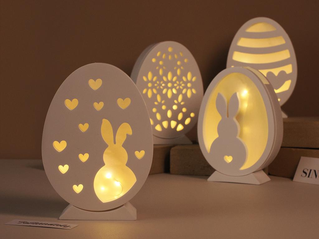 Egg Rabbit Gypsum Silicone Mold Hollow Easter Egg LED Night Light Concrete Candle Holder Resin Casting Mold Home Craft Ornaments