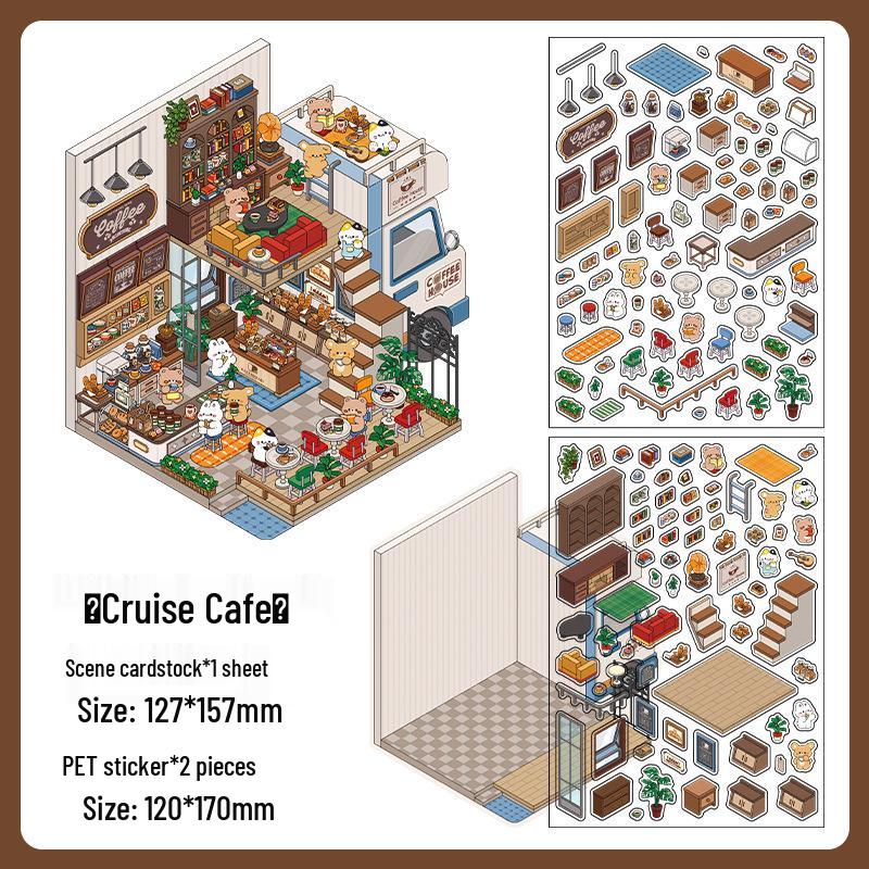 Infeel.Me Sixth Edition 2.5D PET Scenery Cartoon Sticker Set for Students