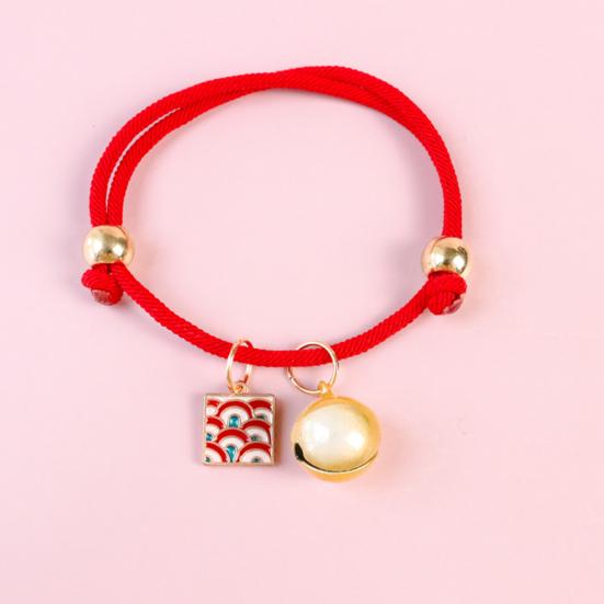Pet Collar Chinese Style Attractive Adjustable Universal Cats Dogs Collar Necklace with Bell for Spring Festival